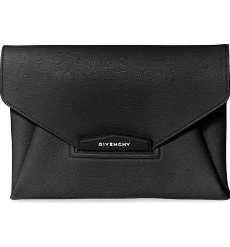 givenchy antigona envelope black leather clutch|Givenchy antigona collection.